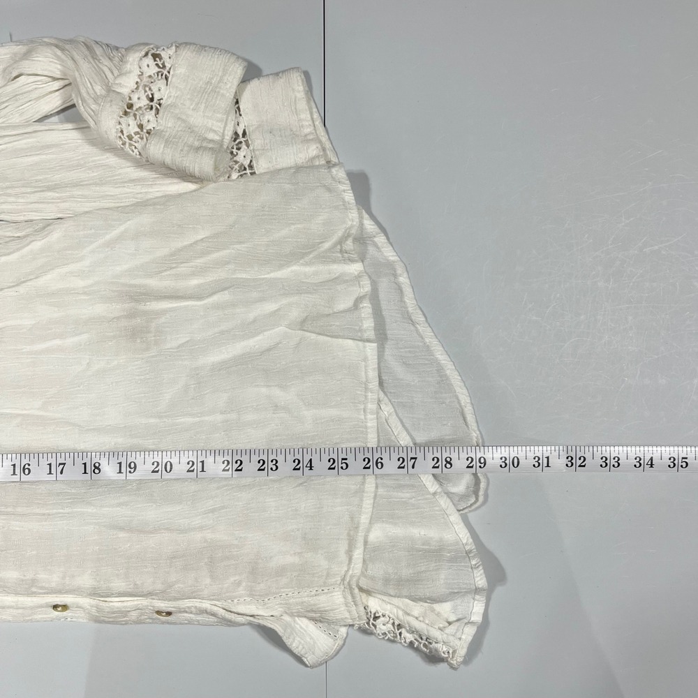 Free People Crochet Lace Renfair Button Down Top Womens Medium Ethereal Boho - Picture 8 of 13